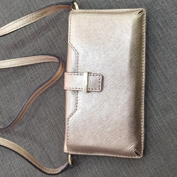 NICE KATE SPADE WRISTLET CROSSBODY WALLET metallic pink #1246 - Picture 2 of 10